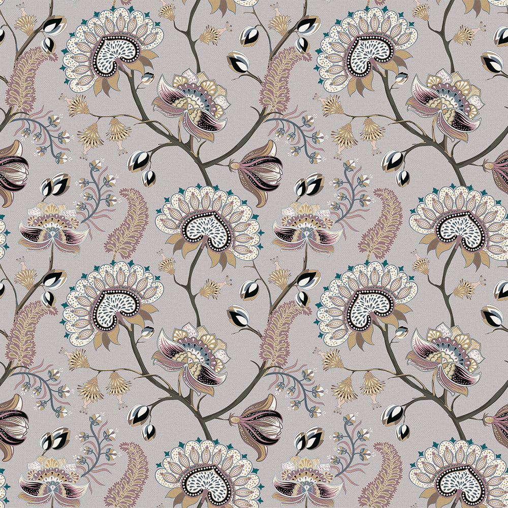 Sample of Ophelia Wallpaper in Shades of Mauve and Gold