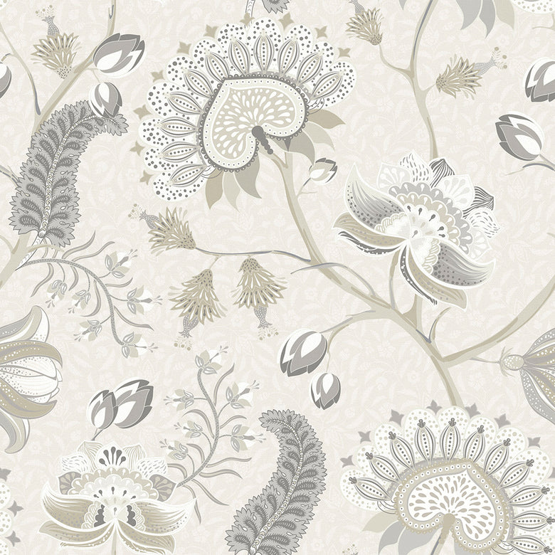 Beaumont Wallpaper in Soft Neutrals on Ecru