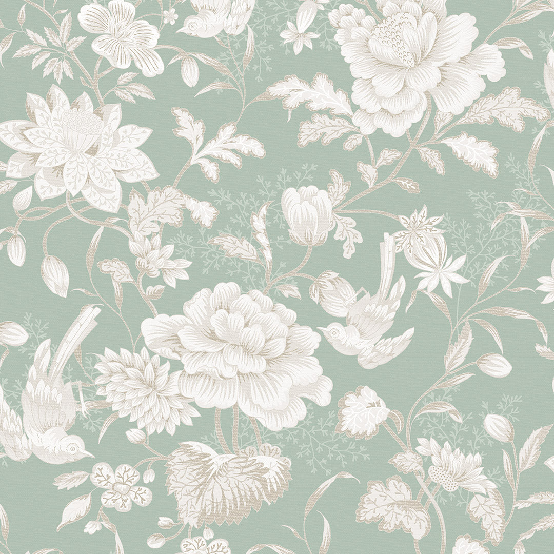 Sample of Serenity Wallpaper in Mint Sorbet and Vintage Cream
