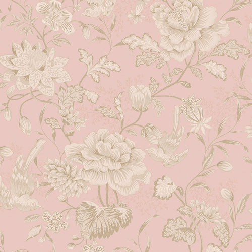 Serenity Wallpaper in Pink Parfait and Vintage Cream