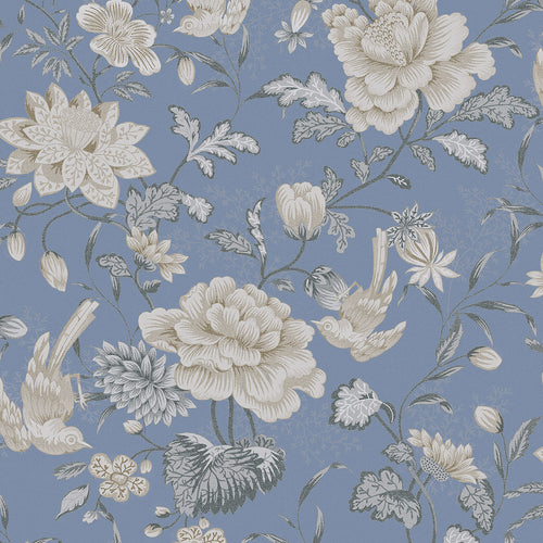 Sample of Serenity Wallpaper in Bluebell and Vintage Cream