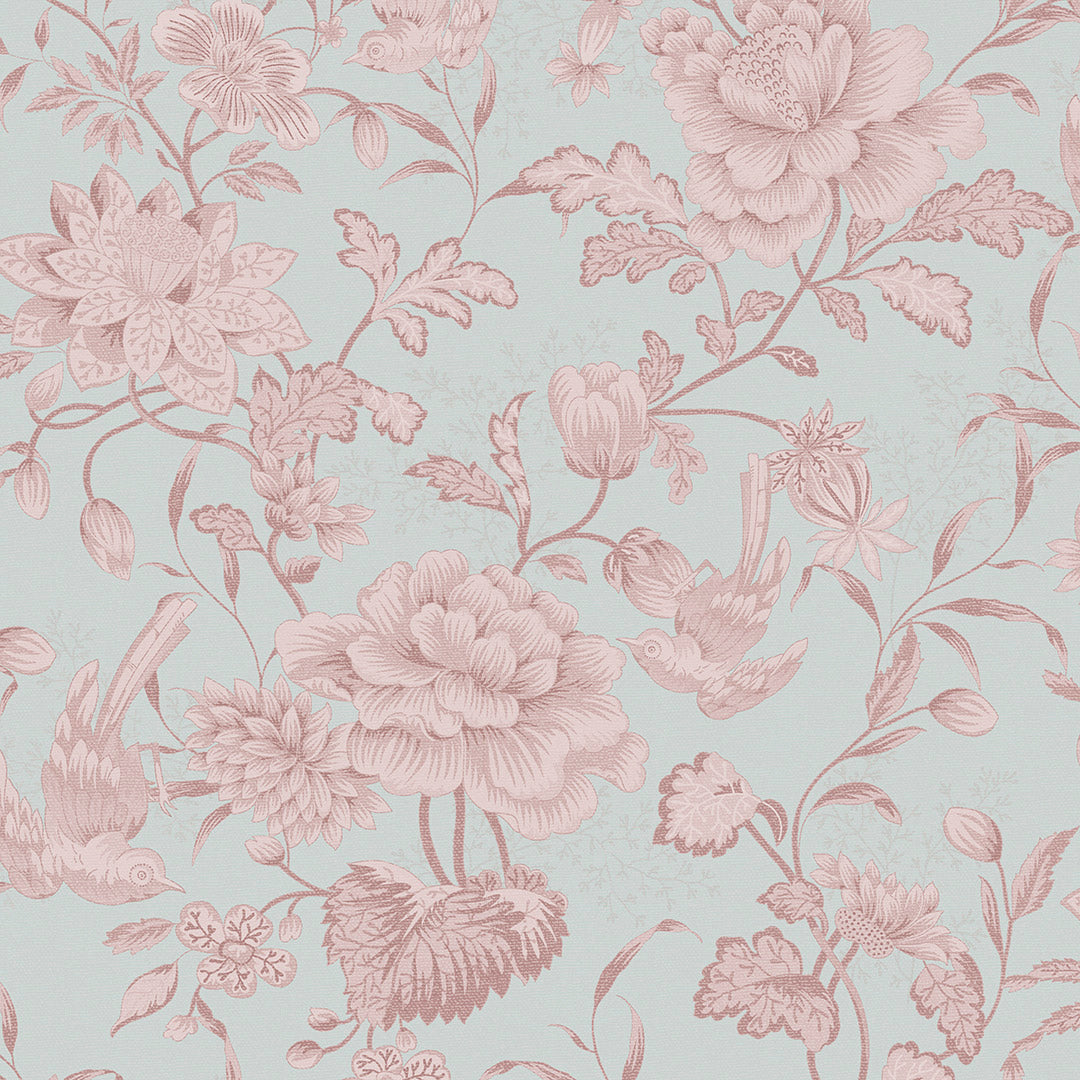 Serenity Wallpaper in Duck Egg and Sweet Pink