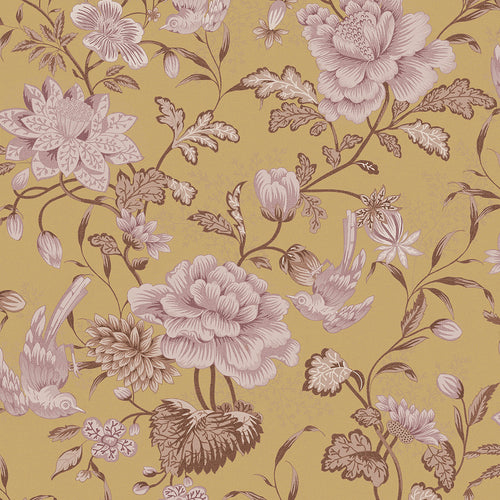 Sample of Serenity Wallpaper in Antique Gold and Fig