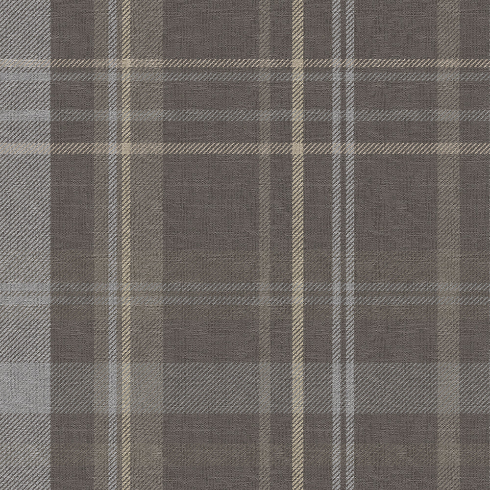 Sample of Heritage Tartan Wallpaper in Earl Blue and Vintage Cream on Earl Grey