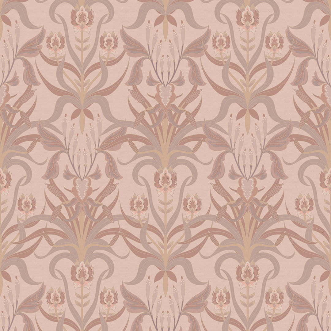 Sample of Versailles Wallpaper in Shades of Rose and Gold