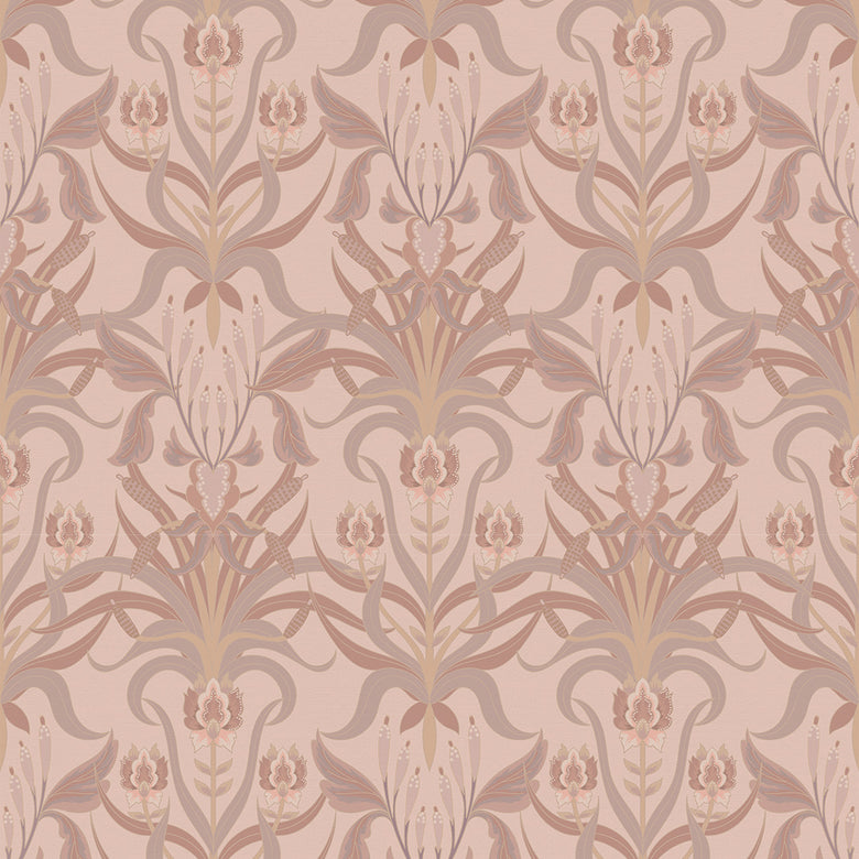 Sample of Versailles Wallpaper in Shades of Rose and Gold