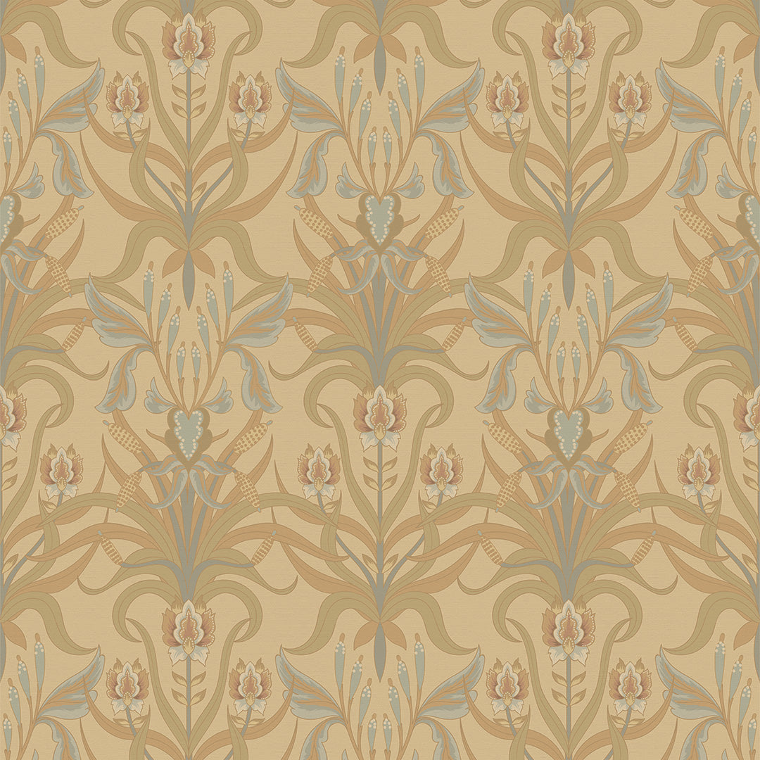 Sample of Versailles Wallpaper in Shades of Ochre and Mineral