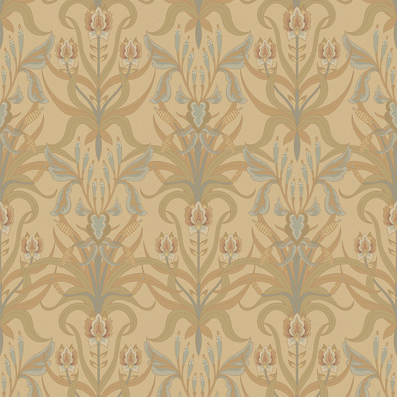 Sample of Versailles Wallpaper in Shades of Ochre and Mineral