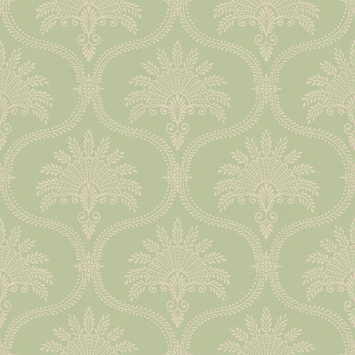 Massena Palace Wallpaper in Olive and Vintage Cream