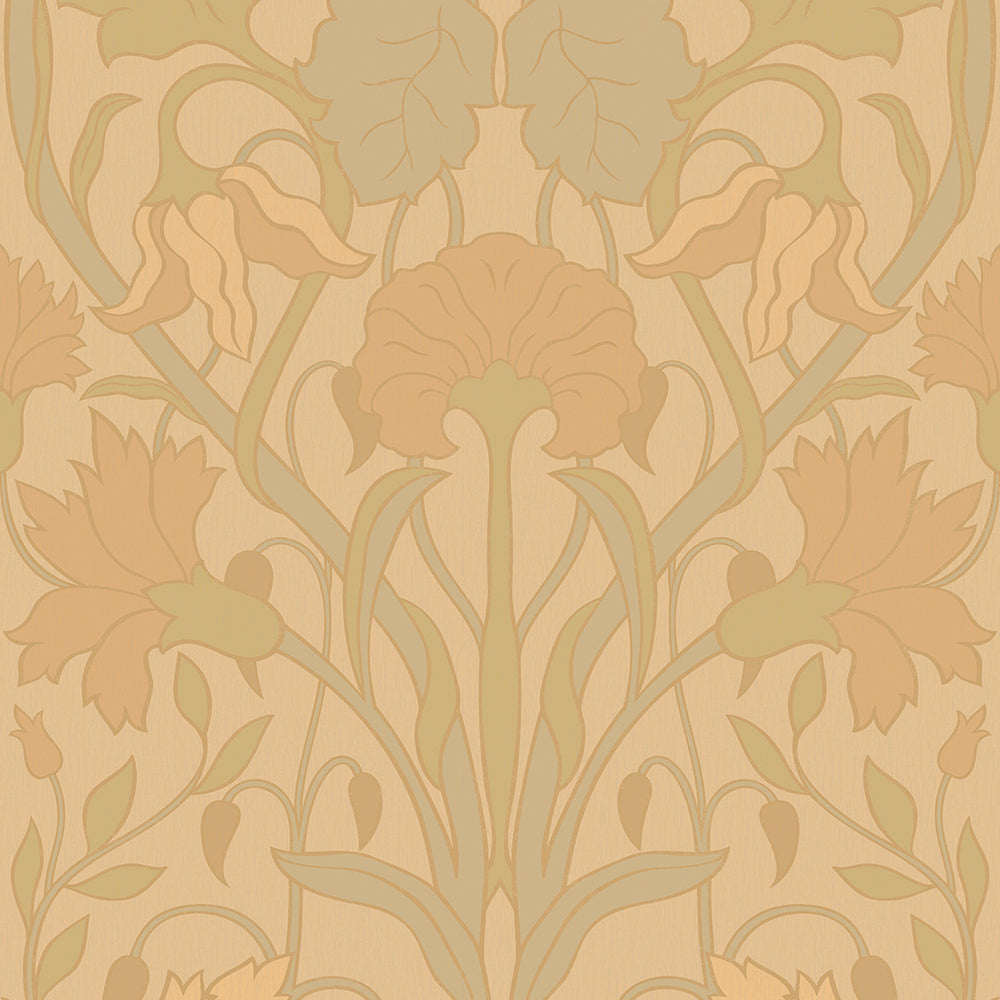 Sample of Parisienne Wallpaper in Vintage Hues on Ochre