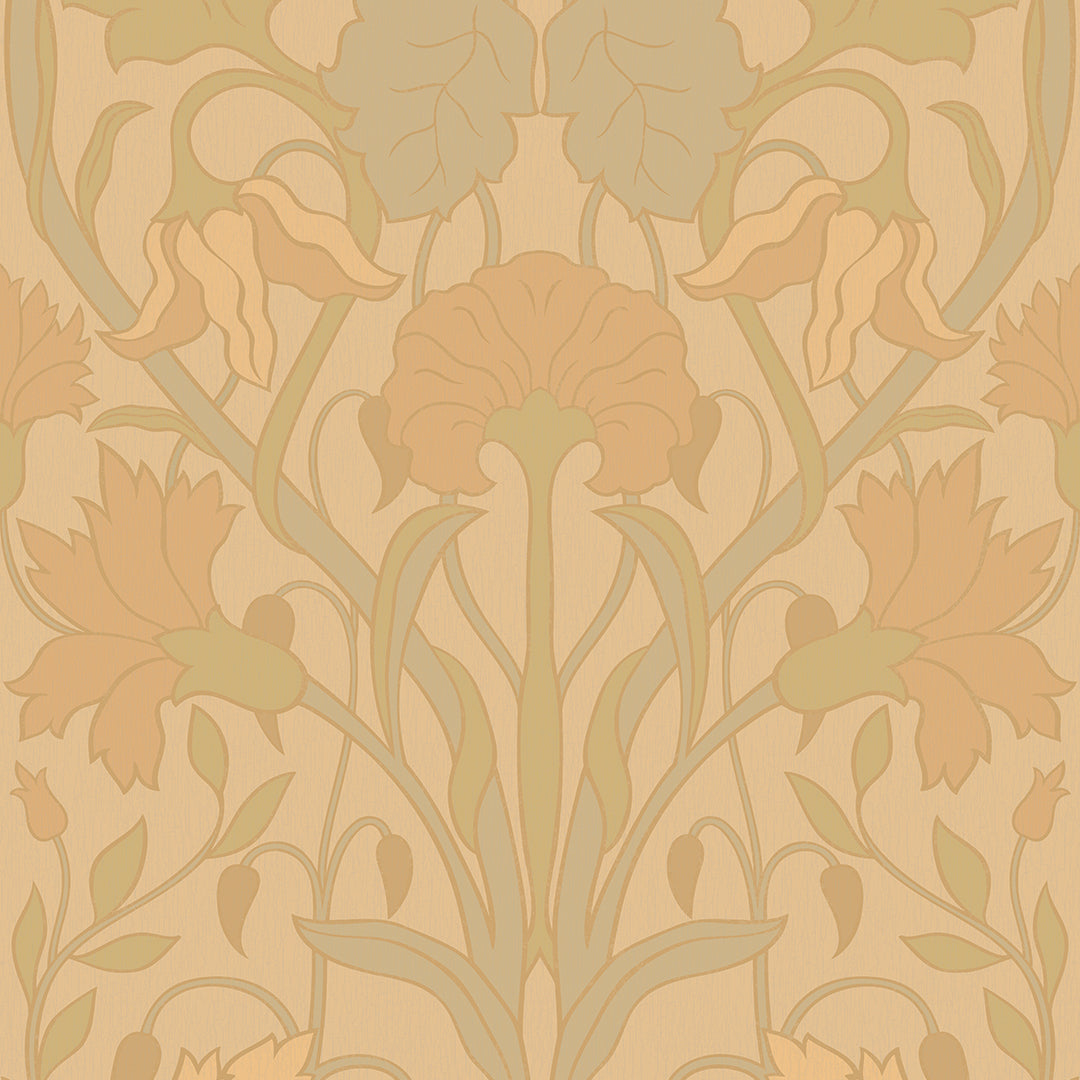 Sample of Parisienne Wallpaper in Vintage Hues on Ochre