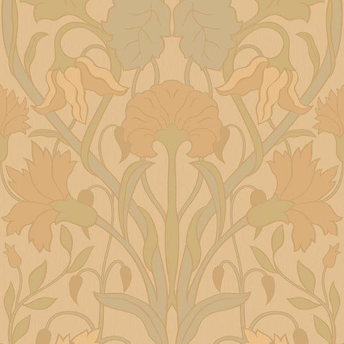Parisienne Wallpaper in Vintage Hues on Ochre