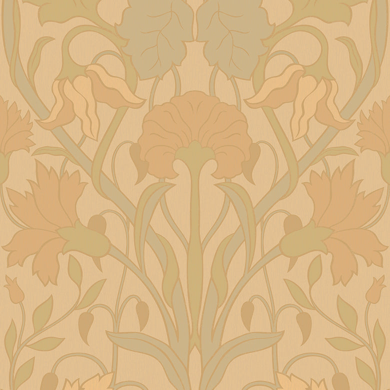 Parisienne Wallpaper in Vintage Hues on Ochre