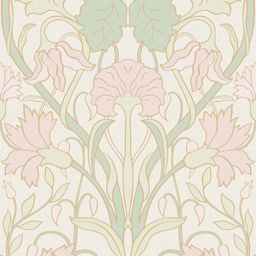 Parisienne Wallpaper in Pastel Hues on Pearl White
