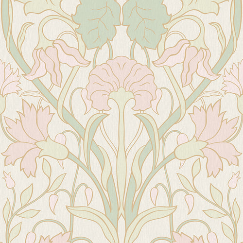 Parisienne Wallpaper in Pastel Hues on Pearl White