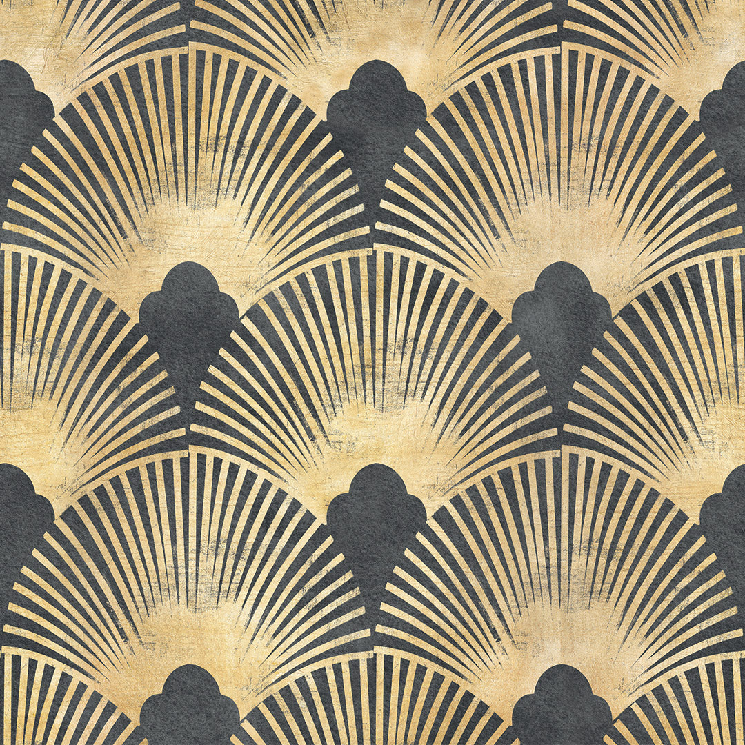 Soleil Wallpaper in Ink and Gold