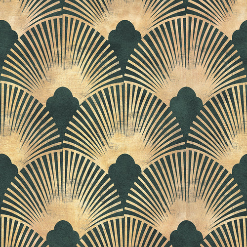 Soleil Wallpaper in Juniper and Gold