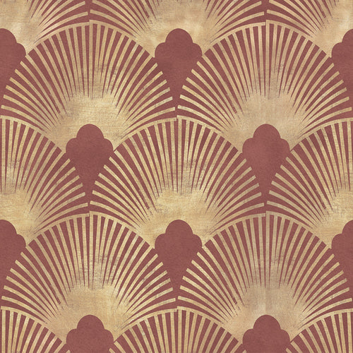 Sample of Soleil Wallpaper in Russet Red and Gold