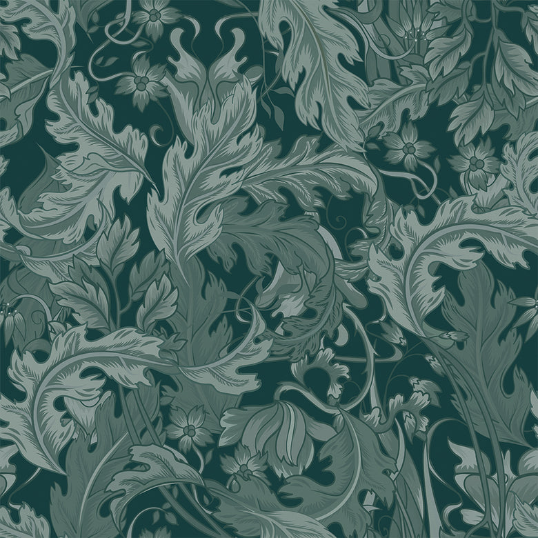 Sample of Jardin Wallpaper in Juniper and Rustic Green – Lucie Annabel
