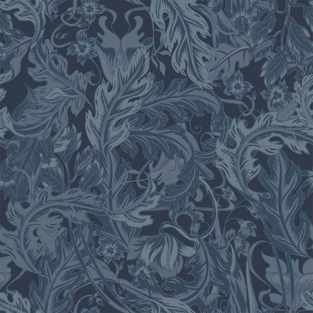 Sample of Jardin Wallpaper in Navy and Mineral