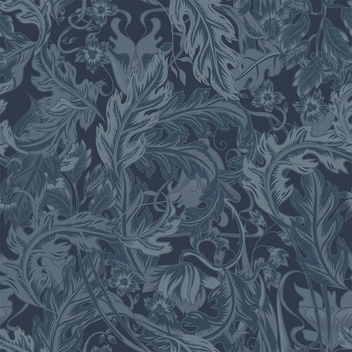 Sample of Jardin Wallpaper in Navy and Mineral