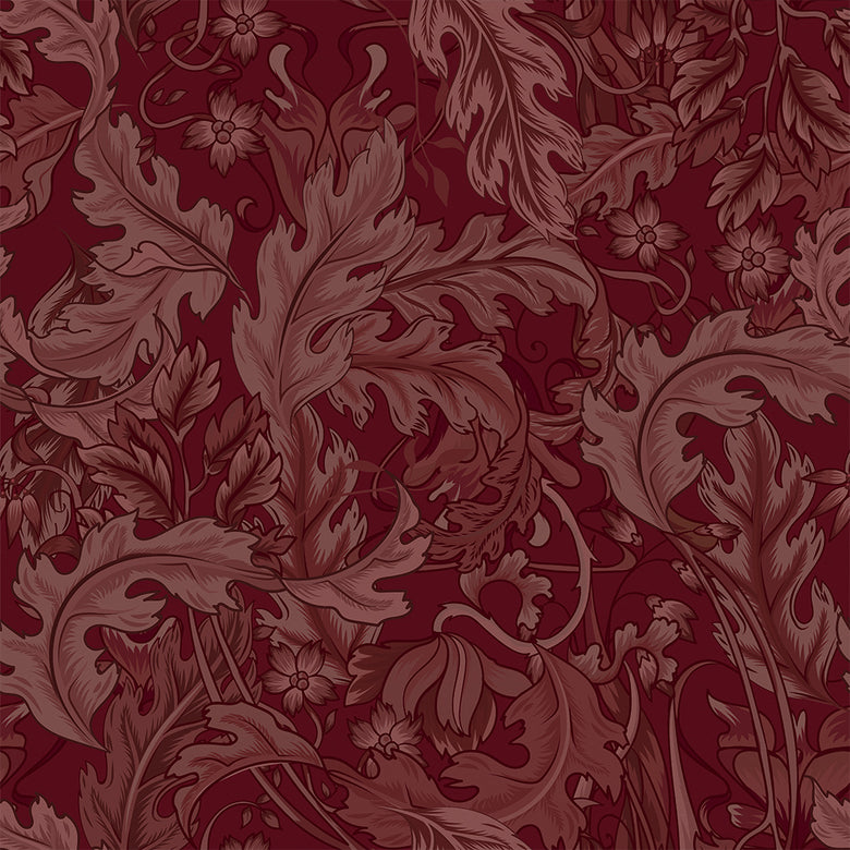 Sample of Jardin Wallpaper in Shades of Bordeaux