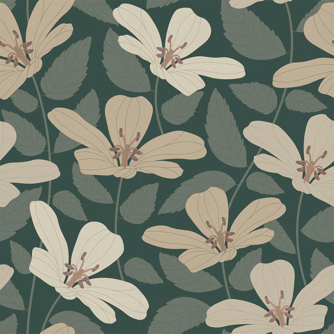 La Fleur Wallpaper in Earthy Hues on Juniper