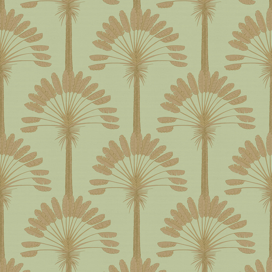 Sample of Palmette Wallpaper in Olive and Gold