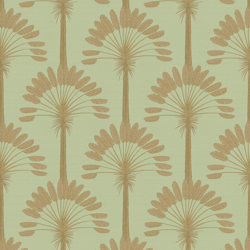Palmette Wallpaper in Olive and Gold