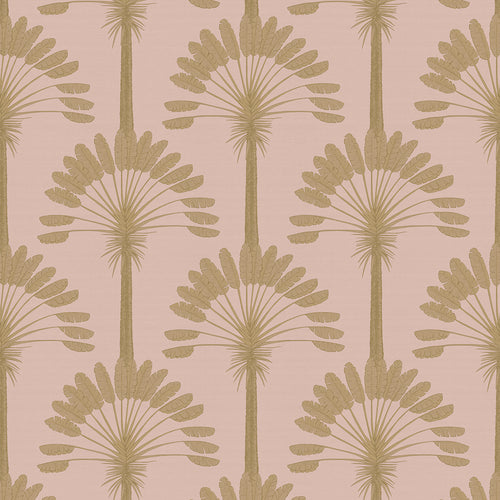 Sample of Palmette Wallpaper in Dusty Pink and Gold