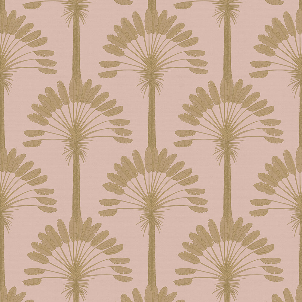 Palmette Wallpaper in Dusty Pink and Gold