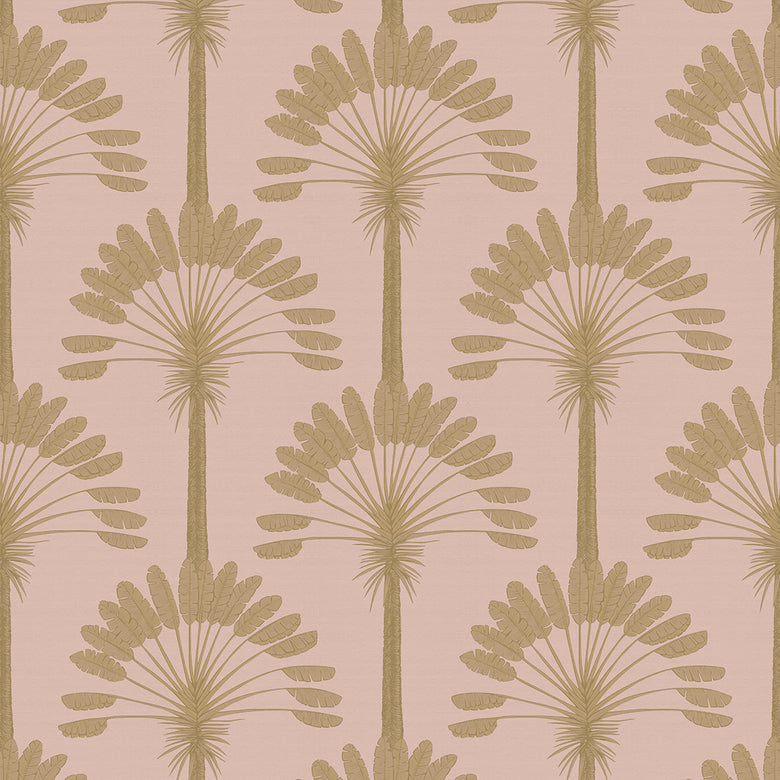 Palmette Wallpaper in Dusty Pink and Gold