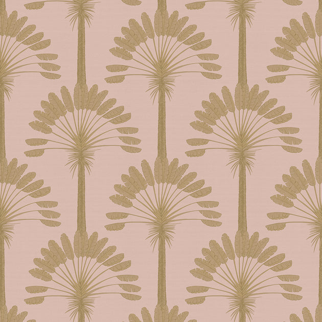 Palmette Wallpaper in Dusty Pink and Gold
