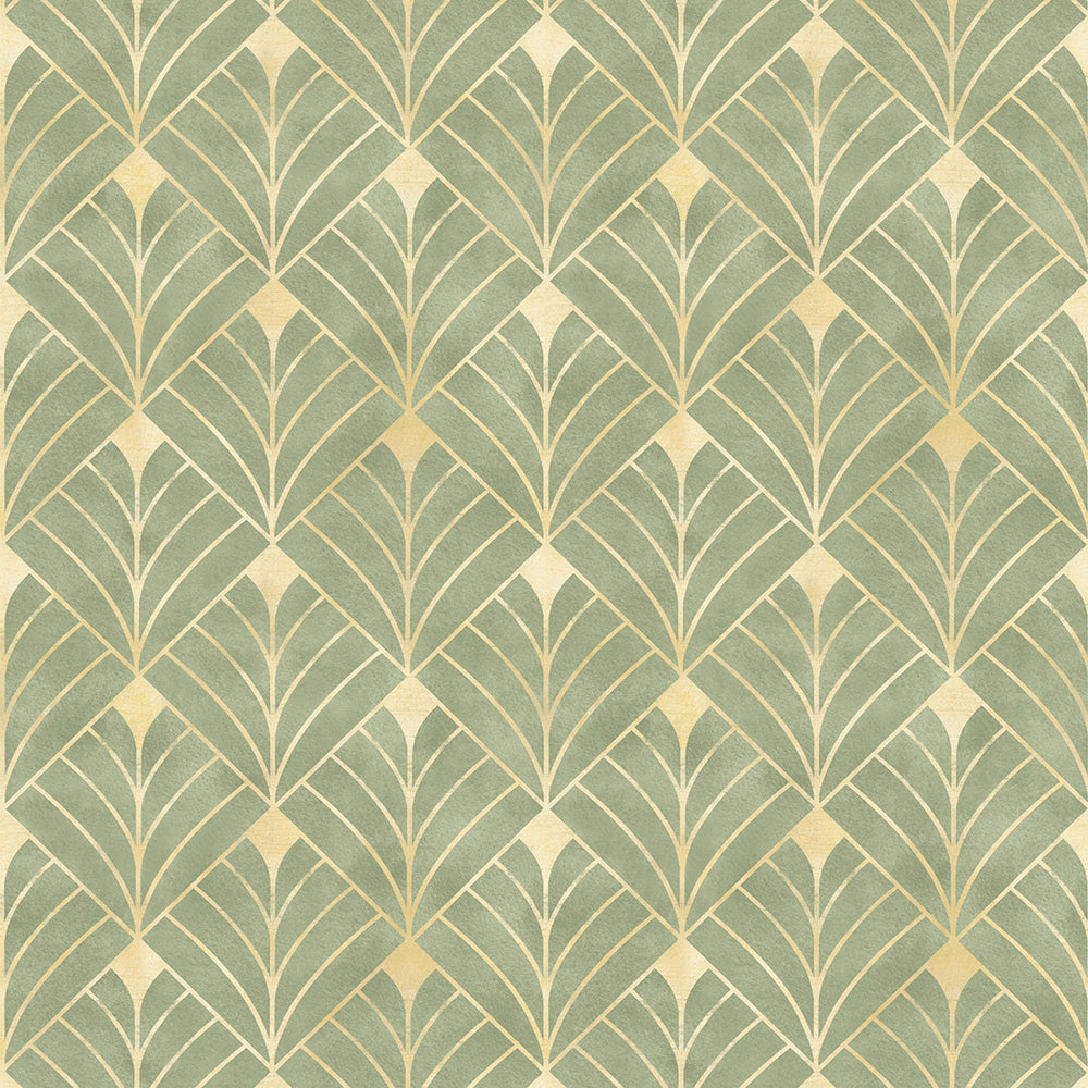 Gatsby Wallpaper in Olive and Vintage Gold