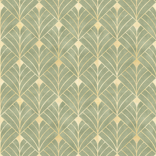 Gatsby Wallpaper in Olive and Vintage Gold
