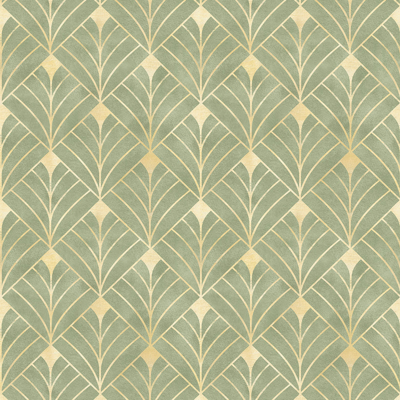 Gatsby Wallpaper in Olive and Vintage Gold