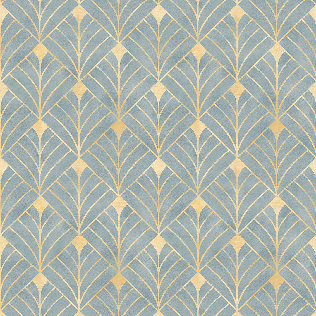 Sample of Gatsby Wallpaper in Mineral and Vintage Gold