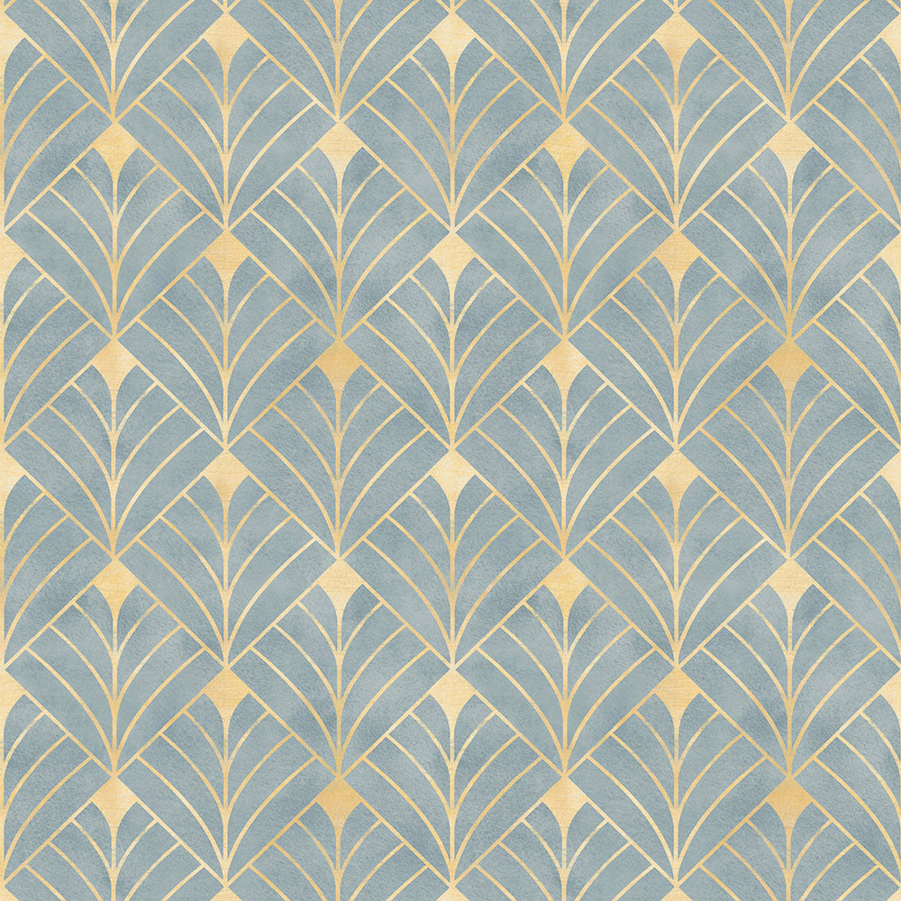 Gatsby Wallpaper in Mineral and Vintage Gold
