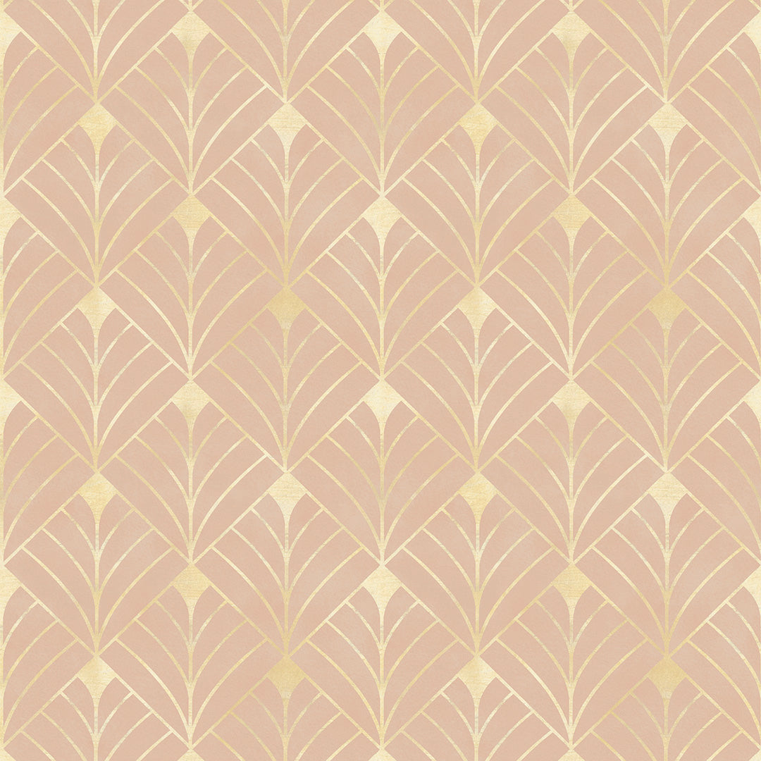 Sample of Gatsby Wallpaper in Blush and Vintage Gold