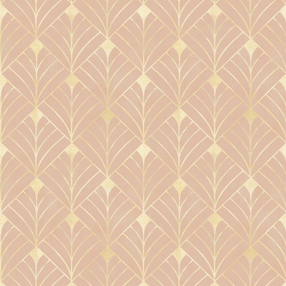 Gatsby Wallpaper in Blush and Vintage Gold