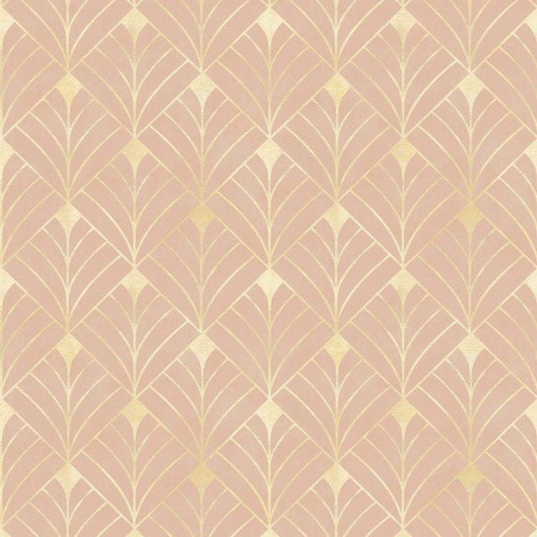 Gatsby Wallpaper in Blush and Vintage Gold