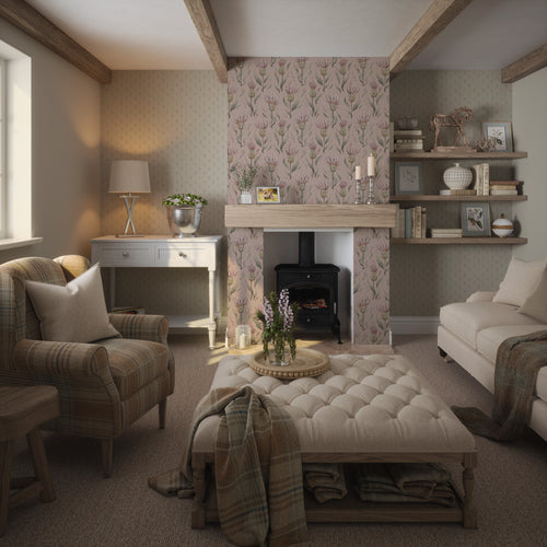 Thistle Royale Wallpaper in Dusty Pink