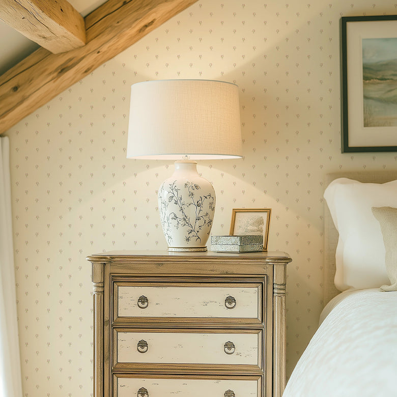 Miniature Tulip Bouquet Wallpaper in Red, Pink and Purple on Vintage Cream