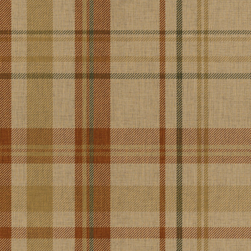 Royal Tartan Wallpaper in Caramel, Hazelnut and Green