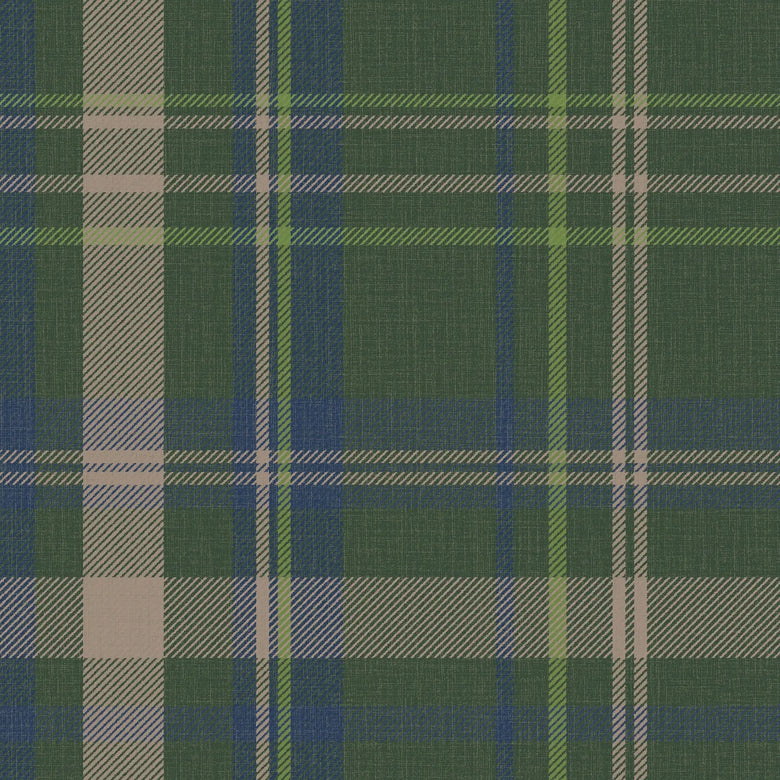 Royal Tartan Wallpaper in Green, Navy and Lime