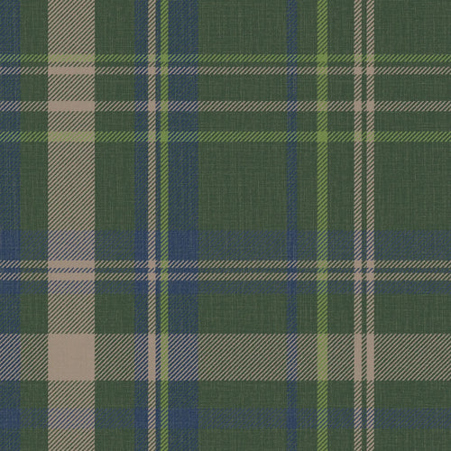 Sample of Royal Tartan Wallpaper in Green, Navy and Lime