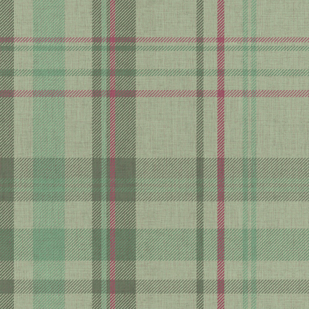 Sample of Royal Tartan Wallpaper in Mint, Green and Berry