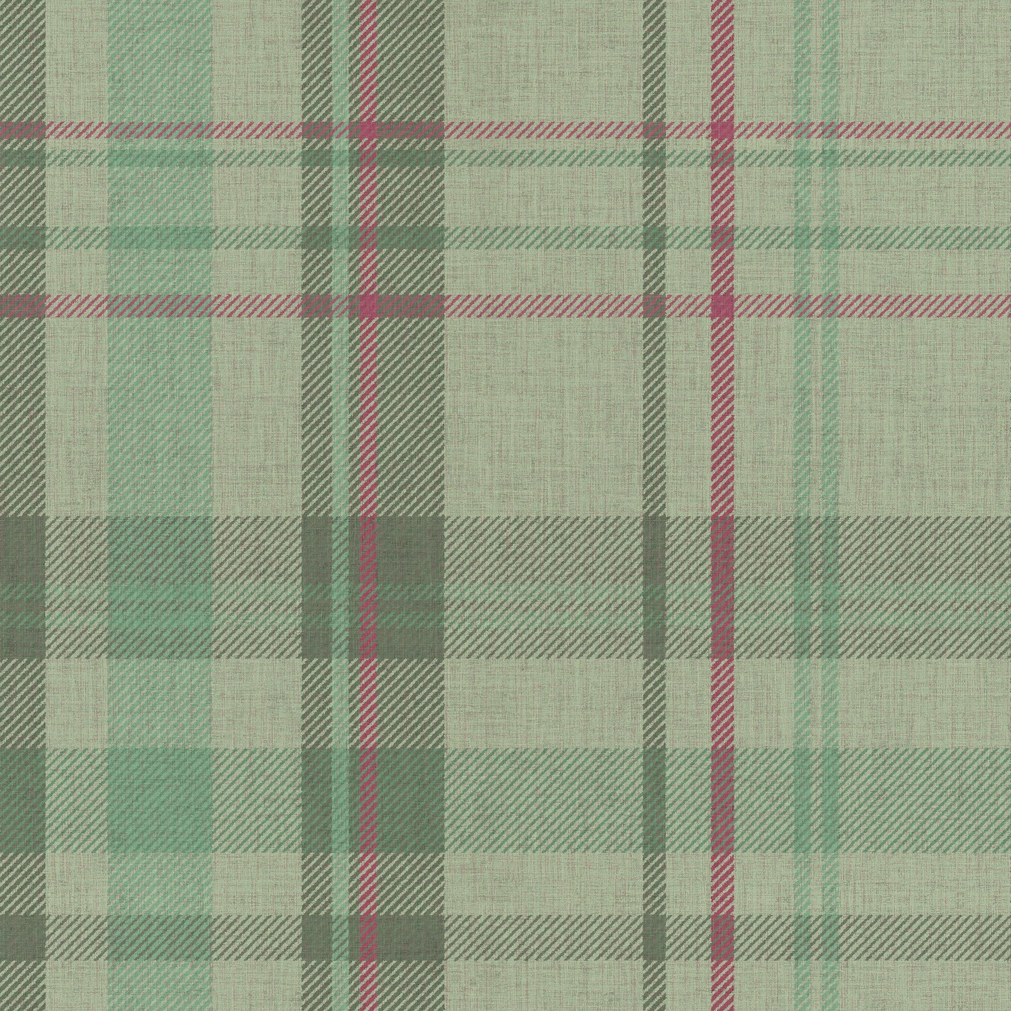 Royal Tartan Wallpaper in Mint, Green and Berry