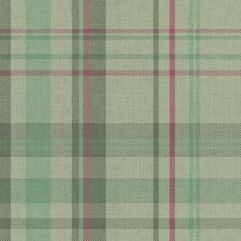 Royal Tartan Wallpaper in Mint, Green and Berry