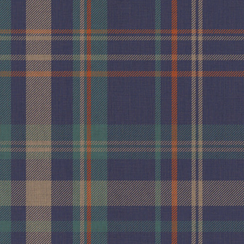 Sample of Royal Tartan Wallpaper in Navy, Teal and Rust